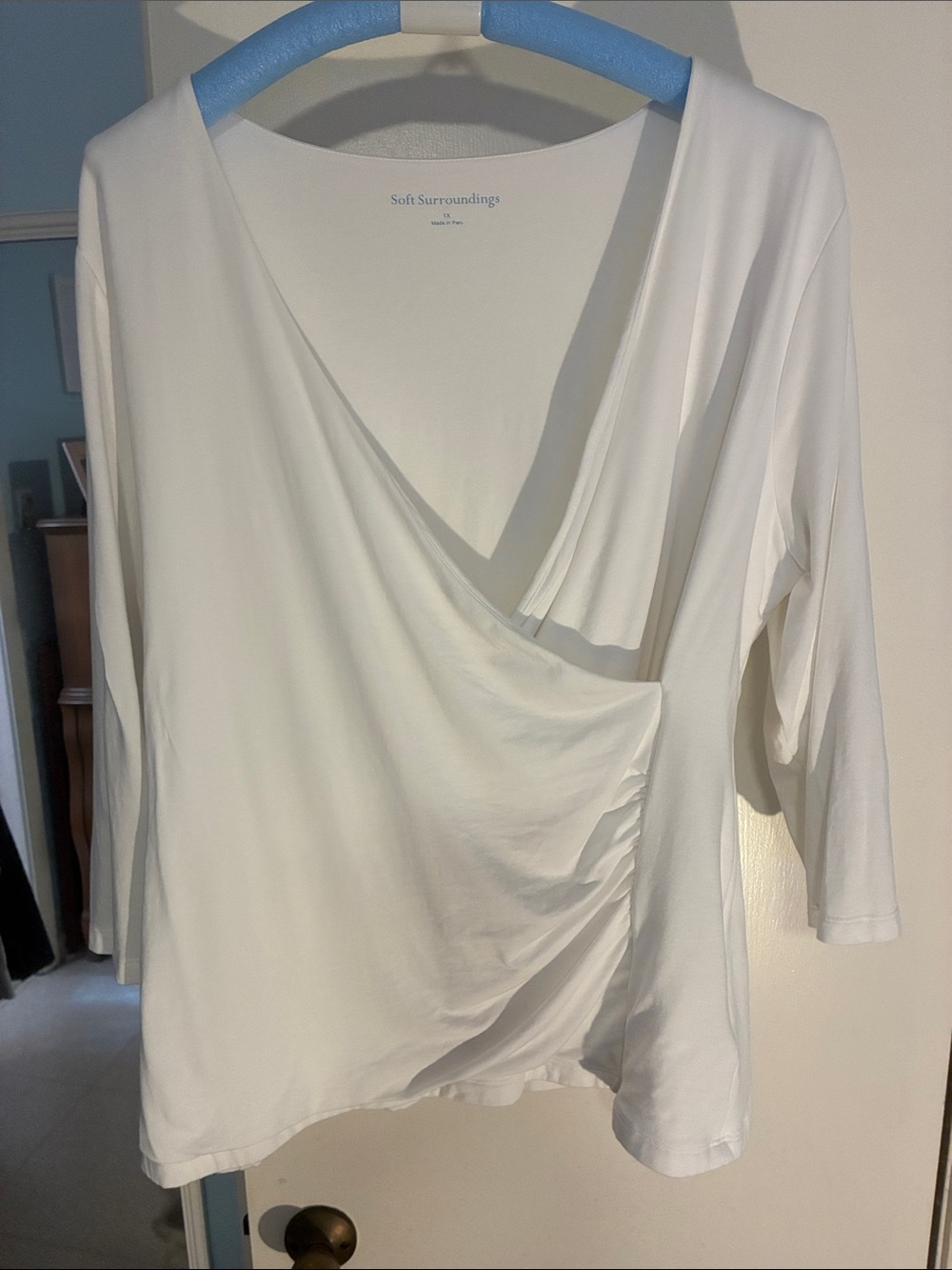 Soft Surroundings White Wrap-Style V-Neck Top